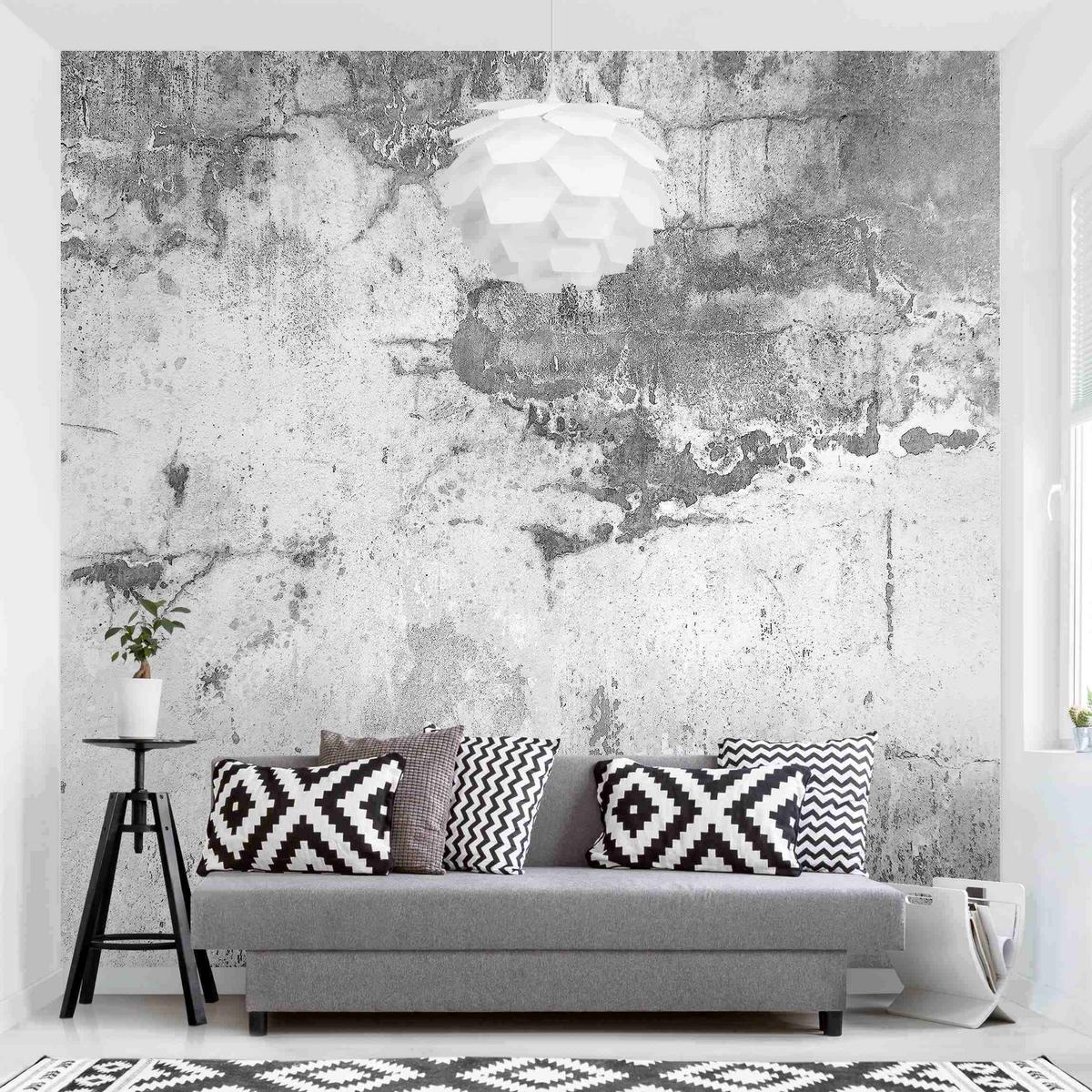 FOTOTAPETE Grunge Betonwand Grau 288/288 cm - Grau, Papier (288/288cm) - Bilderwelten