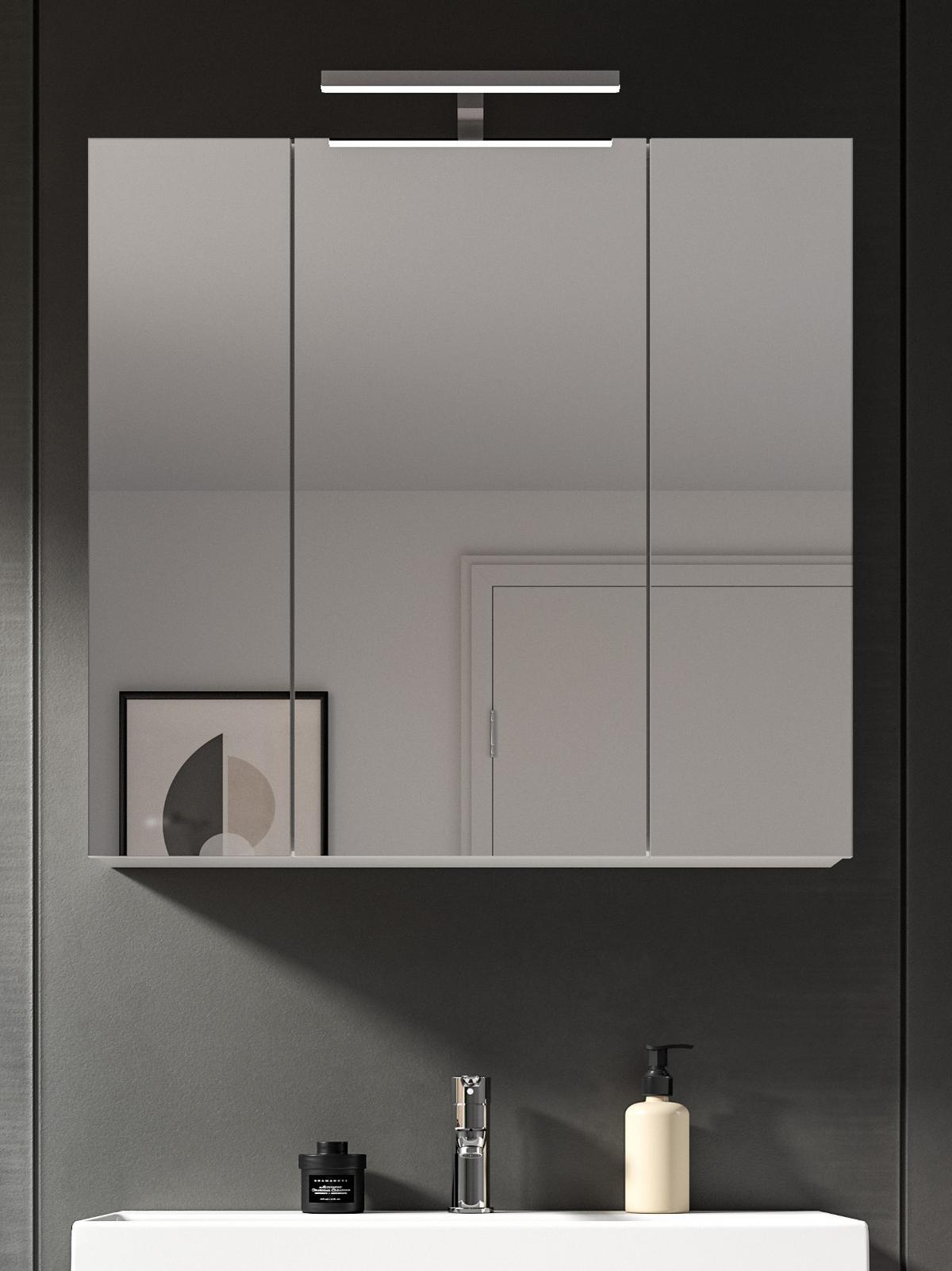 SPIEGELSCHRANK weiß 80 x 77 cm, Badschrank 3-türig - Weiß, Glas/Holzwerkstoff (82/77/18cm) - Inn.Furn