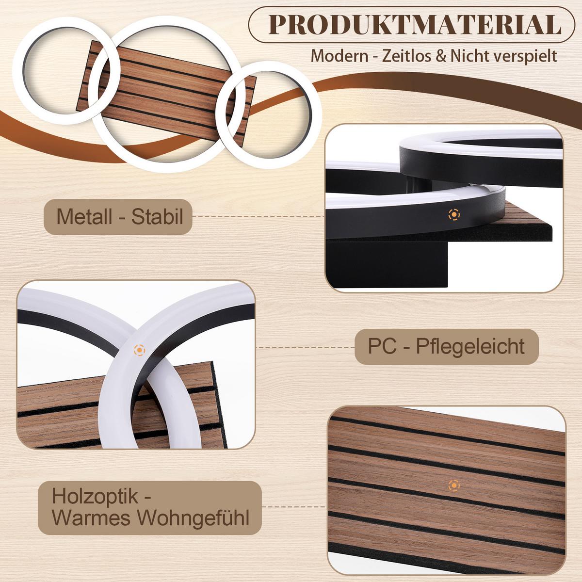 LED DECKENLEUCHTE Krellis 58.4/30/8 cm - Schwarz, Kunststoff/Metall (58.4/30/8cm) - ZMH
