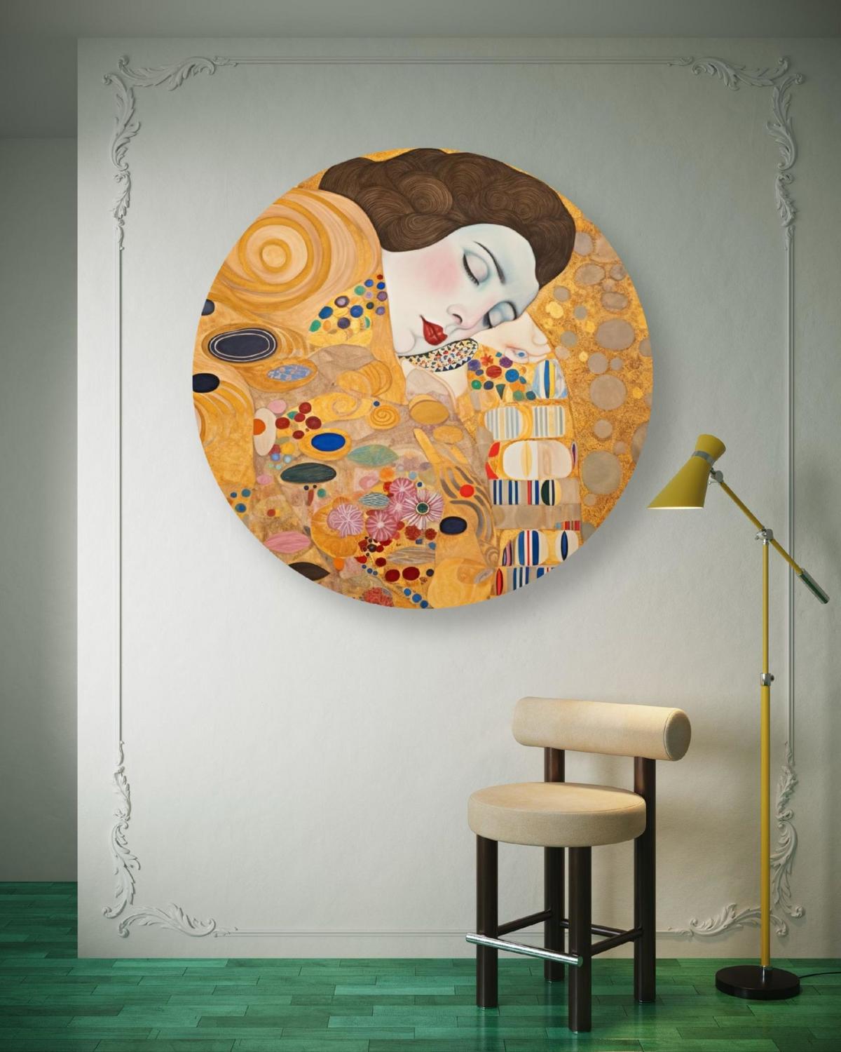 RUNDES BILD Gold 80/80 cm - Goldfarben, Textil (80/80cm) - KUNSTLOFT