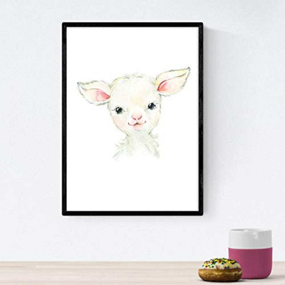 POSTER Set mit 4 Schwein Ziege Igel Esel A4 Rahmenlos - Klar, Papier (29.7/3cm) - Nacnic