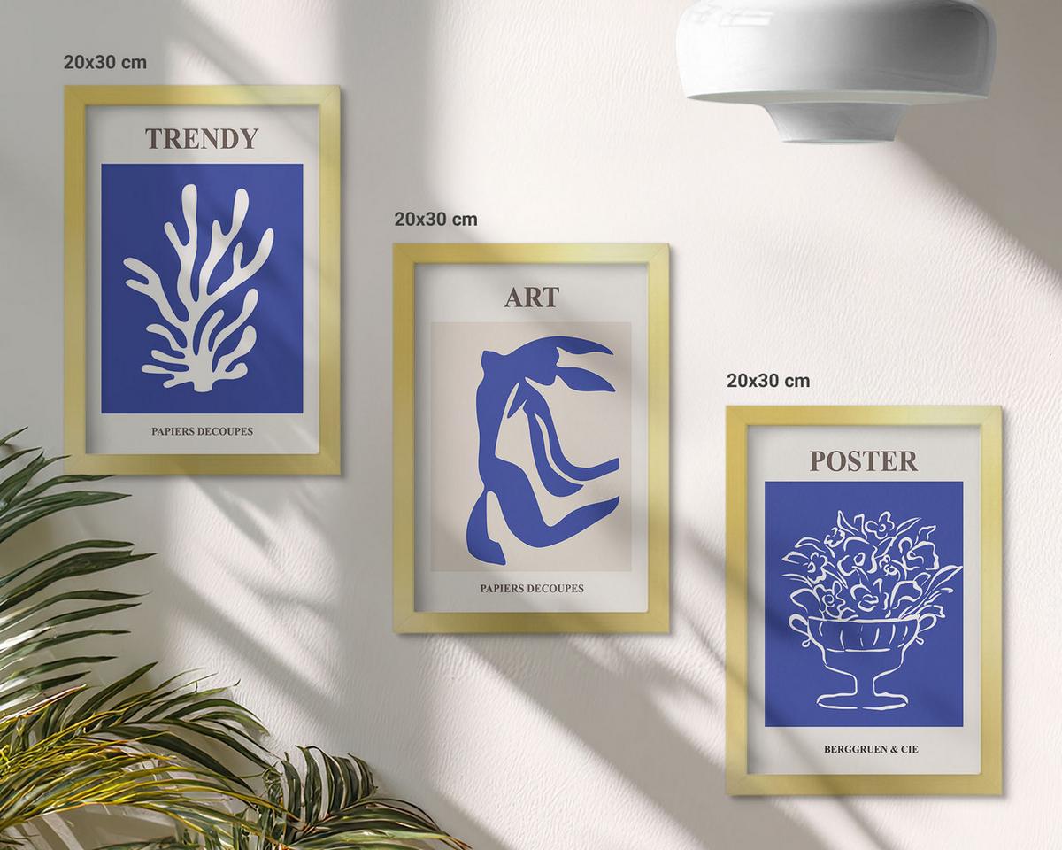 BILDER SET 3er Set - 20x30 cm Goldrahmen - Matisses abstrakte Plakate - Goldfarben, Kunststoff (20/30cm) - TULUP