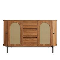SIDEBOARD in holzoptik mit rattan, ovale form und verstellbaren fächern - Walnussfarben, Holzwerkstoff (140/77.5/38cm) - Urban Meuble