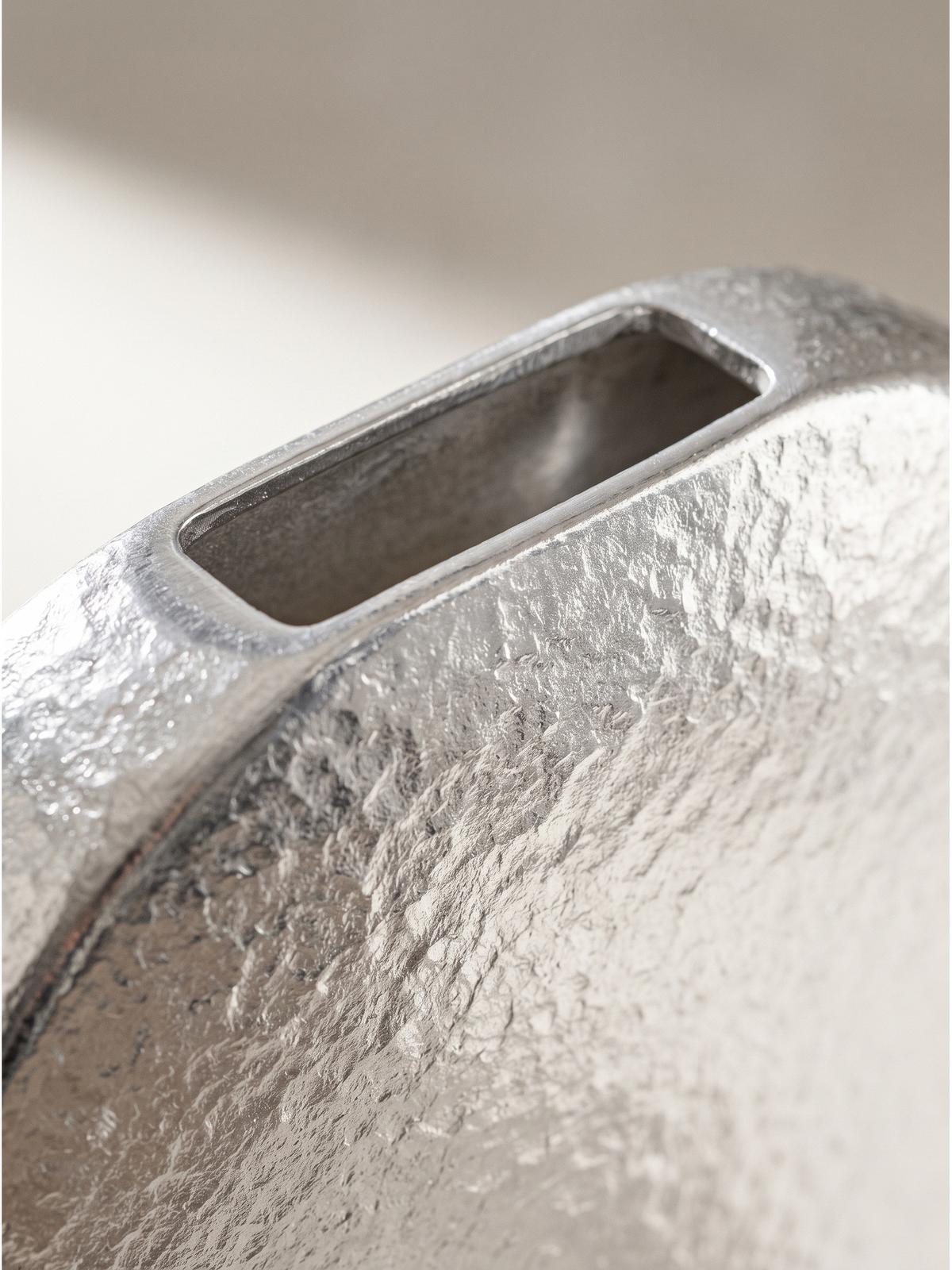 VASEN 2er-Set BERLENGA, Aluminium, handgefertigt, Silber, 35 x 13,5 x 34 cm - Silberfarben, Metall (34cm) - KADIMA DESIGN