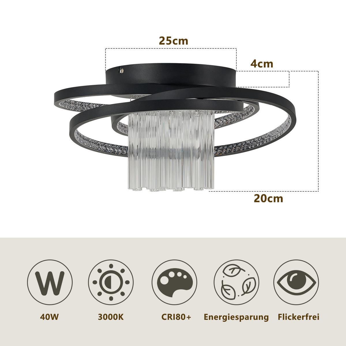 LED DECKENLEUCHTE Nixalin 48/25/20 cm - Schwarz, Metall (48/25/20cm) - ZMH