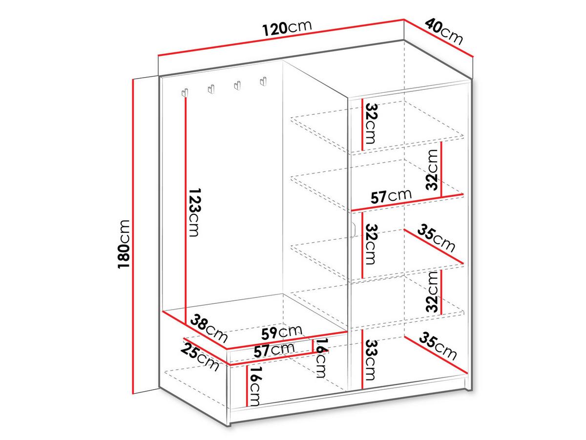 GARDEROBE Tireno - Weiß, Holzwerkstoff/Kunststoff (120/180/40cm) - MIRJAN24