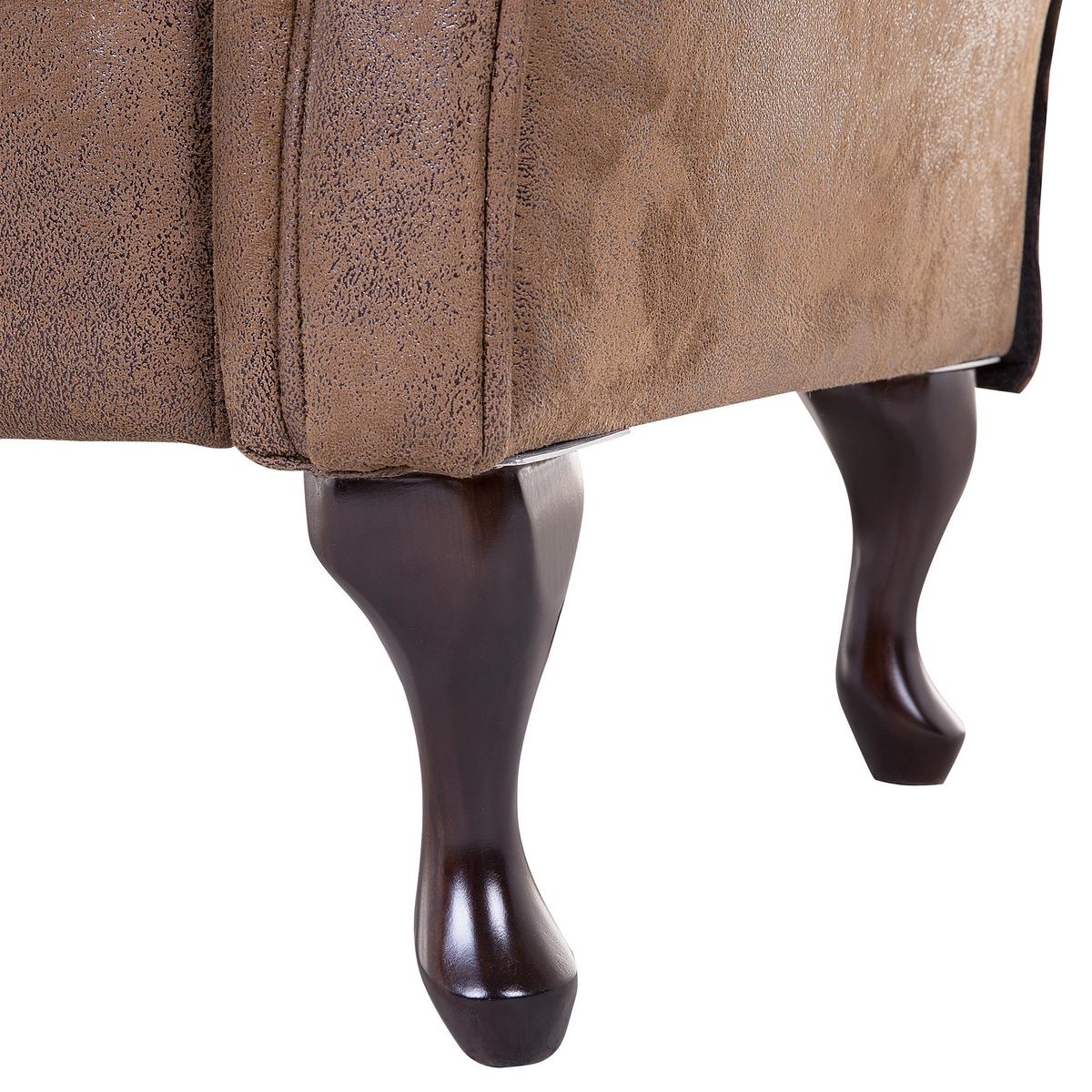 CHAISELONGUE Kunstleder hellbraun linksseitig Lattes - Braun, Kunststoff/Textil (188/87/59cm) - Beliani