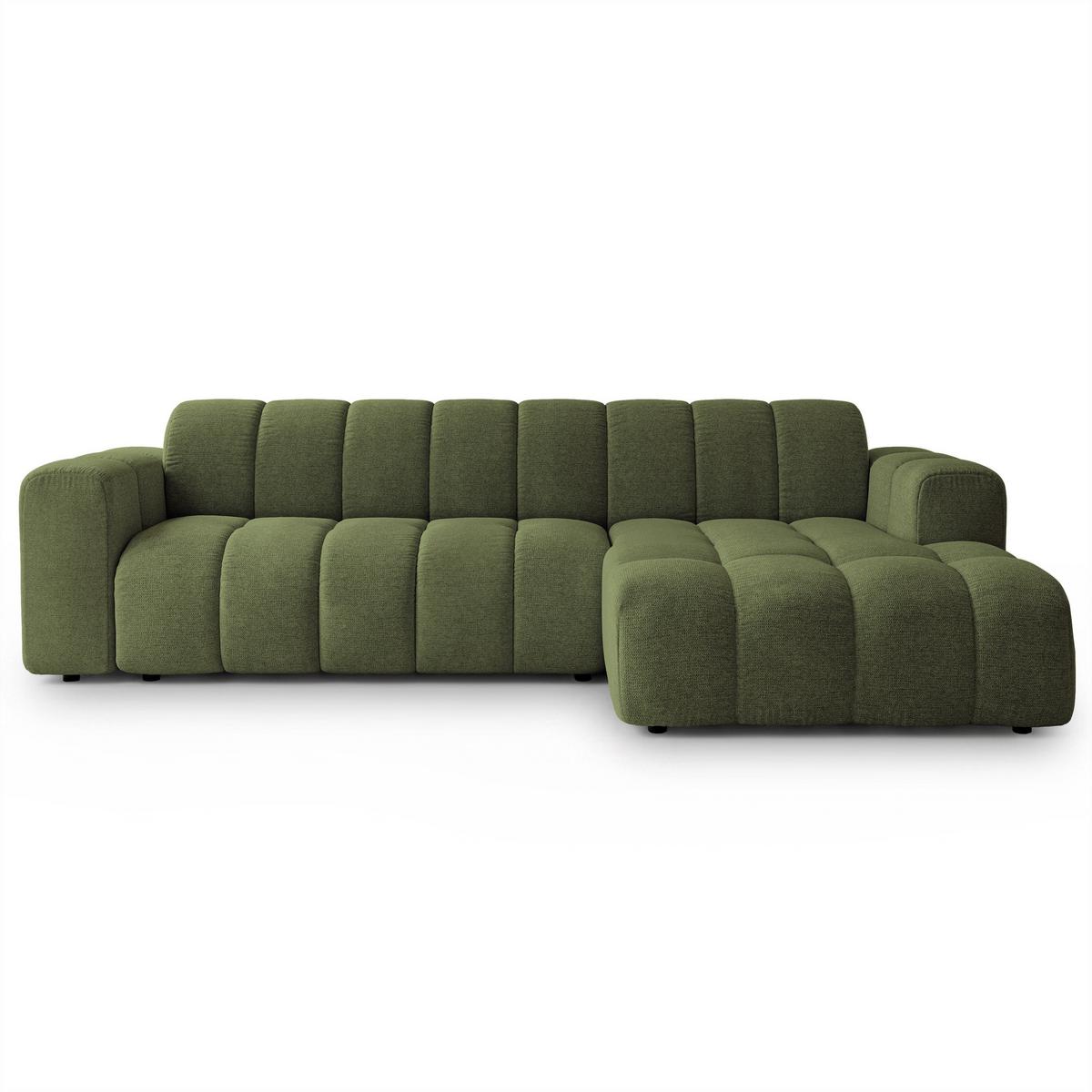 ECKSOFA SETIA Olivgrün Strukturstoff mit Schlaffunktion - Olivgrün, Holz (304/165cm) - MASSENO