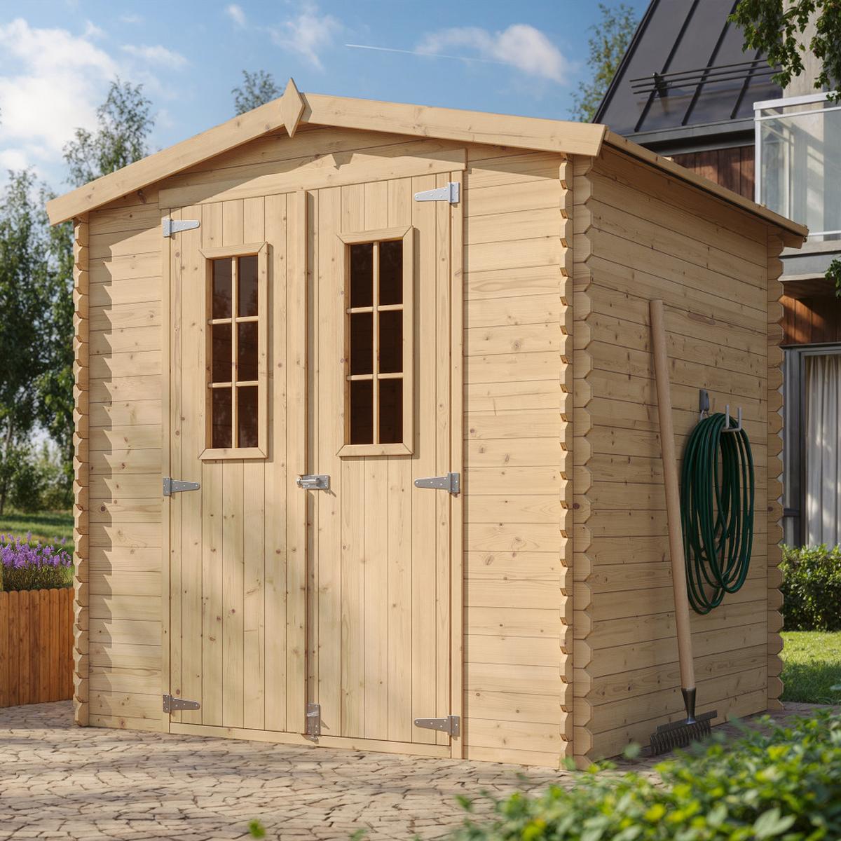 GARTENHAUS HOLZ mit imprägniertem BodenB216xL206xH216 cm/ 3.53 m2 - M343C+M343G - Beige, Holz (216/224/200cm) - Timbela