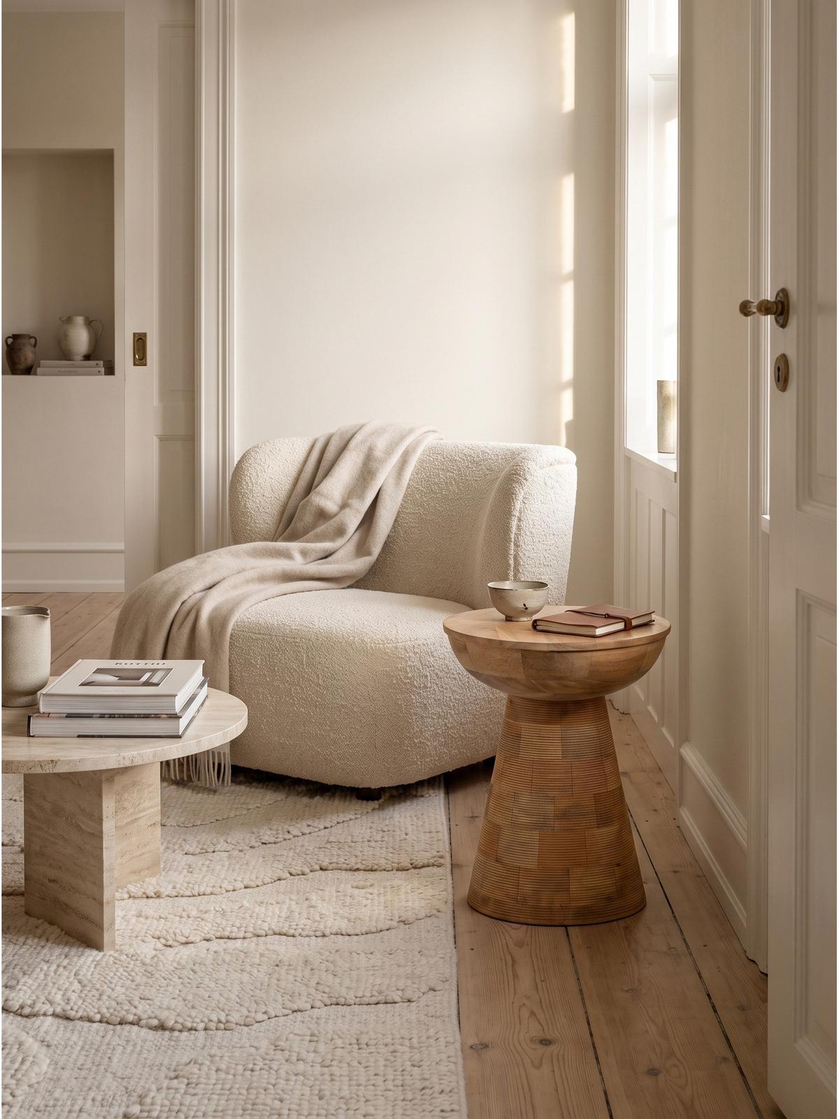 BEISTELLTISCH JELSA, Mango Massivholz, Ø 37 x 45 cm - Hellbraun/Braun, Holz (37/37/45cm) - KADIMA DESIGN