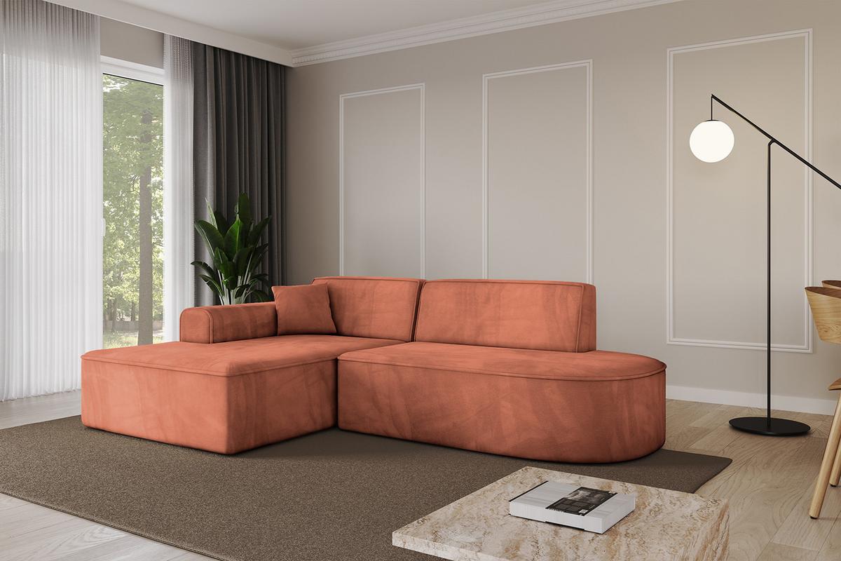 ECKSOFA Ottomane Links IREA-L1-v3 - 232x165x77 cm Apricot - Koralle, Holzwerkstoff/Textil (232/165cm) - ALTDECOR