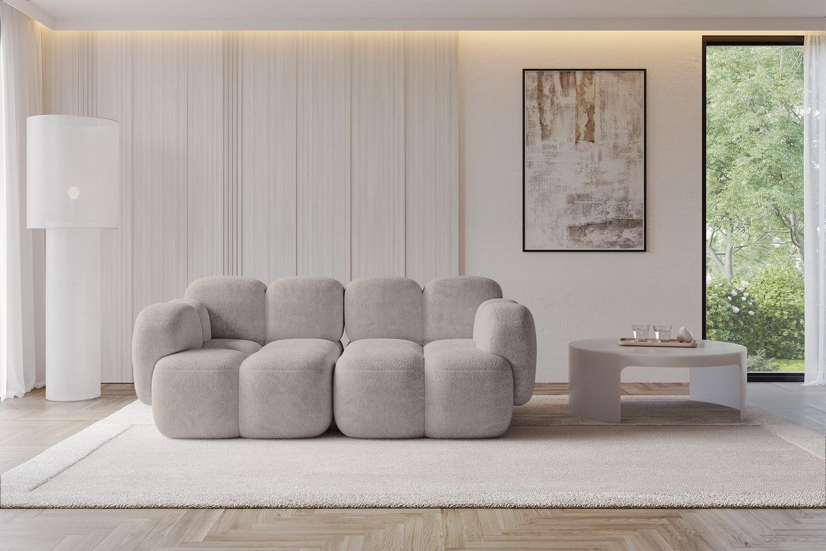 2-SITZER modulares Sofa Miko-S1 214x118x75 cm Hellgrau Velours - Hellgrau/Schwarz, Holzwerkstoff/Kunststoff (214/75/118cm) - ALTDECOR
