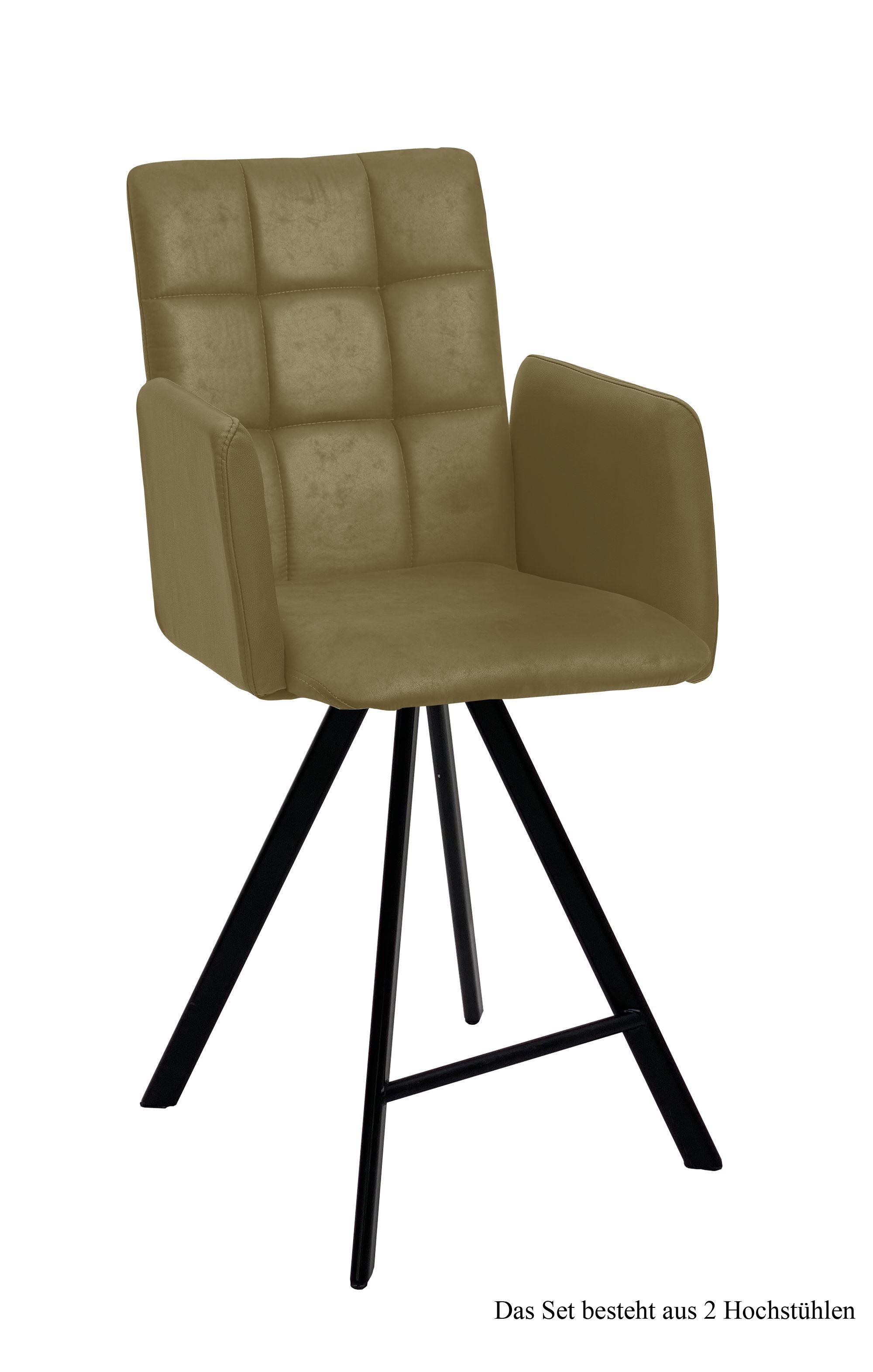THEKENSTUHL (2er-Set) Delcine 52x108x60 Schwarz/Olivgrün - Schwarz/Olivgrün, Kunststoff (60/108/52cm) - 58aufmkessel