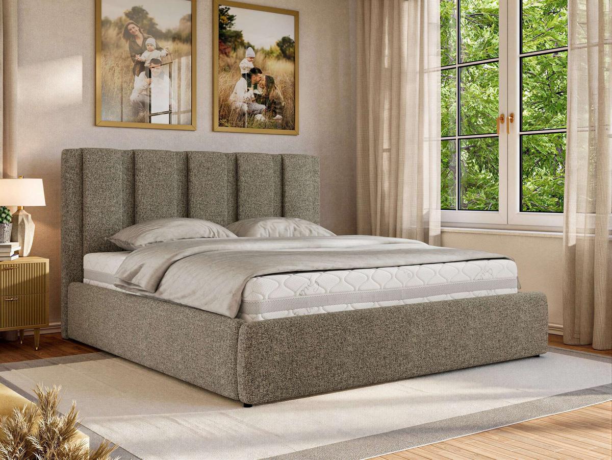 POLSTERBETT SAVINO CLASSIC 140/200 - Grau Struktur - Multipocket-Matratze - Grau, Textil (140/200cm) - MKS