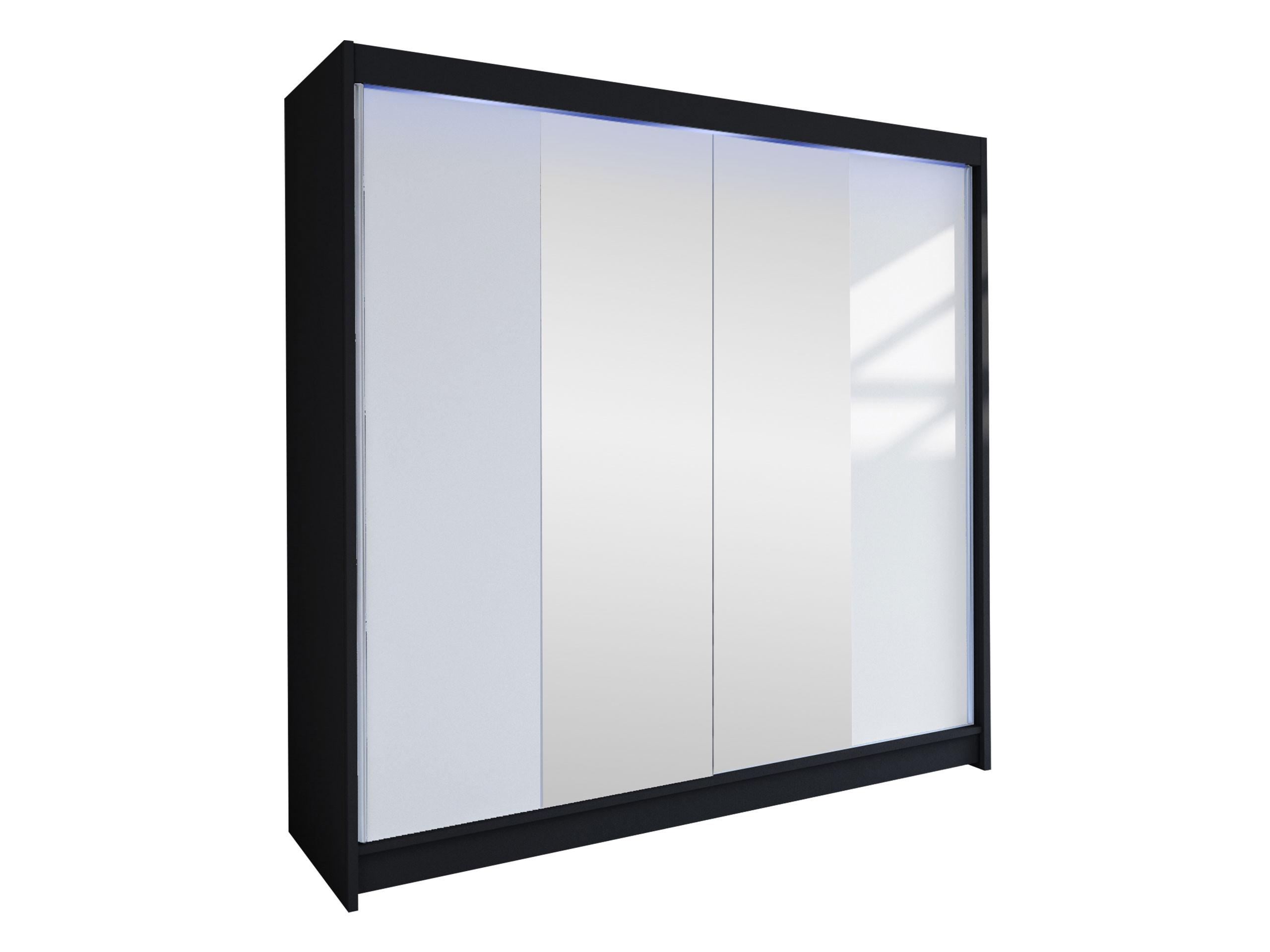 SCHWEBETÜRENSCHRANK Talin II, mit RGB LED Beleuchtung - Klar/Silberfarben, Holzwerkstoff/Metall (180/215/58cm) - MIRJAN24