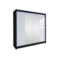SCHWEBETÜRENSCHRANK Talin II, mit RGB LED Beleuchtung - Klar/Silberfarben, Holzwerkstoff/Metall (180/215/58cm) - MIRJAN24