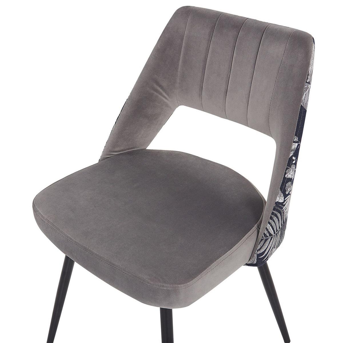 ESSZIMMERSTUHL 2er-Set Samtstoff Grau Ansley - Grau, Textil/Metall (50/79/43cm) - Beliani