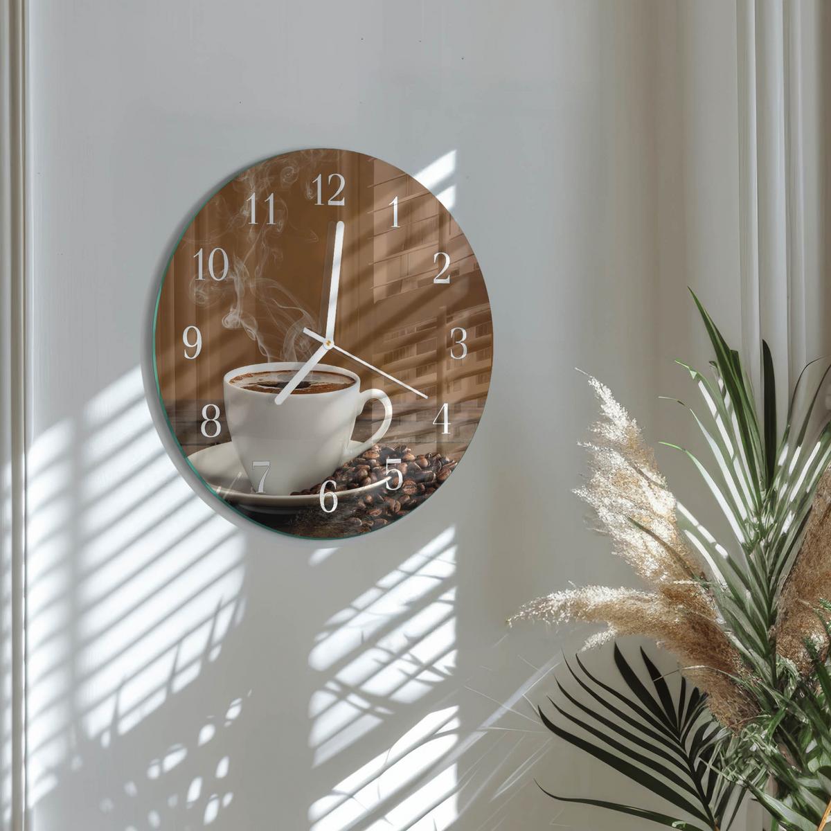 WANDUHR aus Glas Ø30 cm - Kaffee - Braun, Glas (30/30/0.4cm) - TULUP