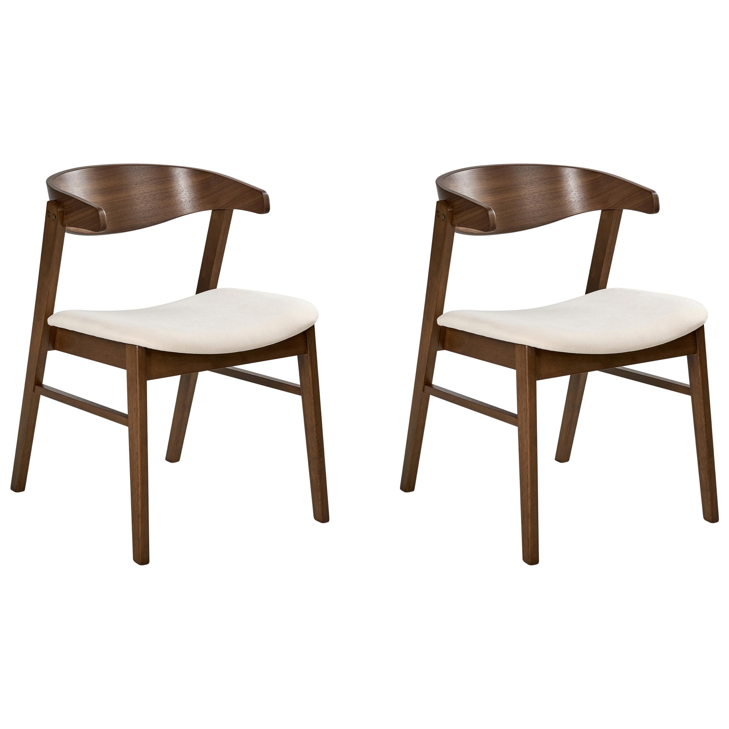 ESSZIMMERSTUHL 2er Set Stoff Braun/Cremeweiß Lilly - Creme/Braun, Holz/Textil (49/73/59cm) - Beliani