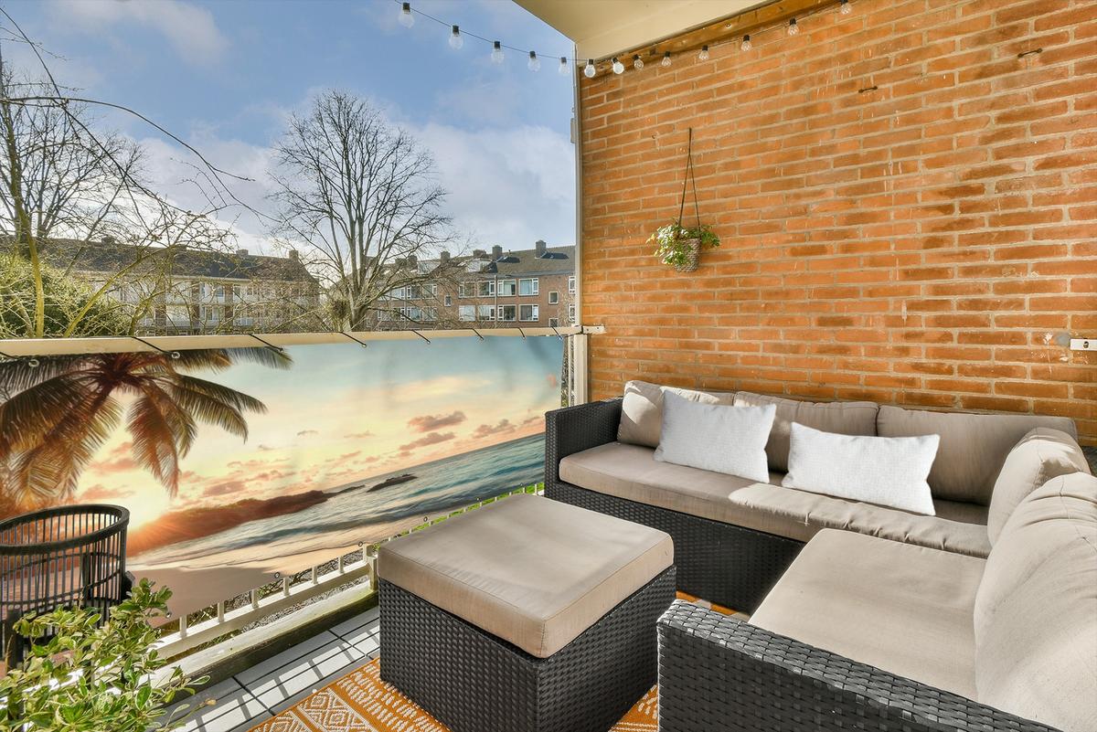 BALKON-SICHTSCHUTZ Strand - Palmen - Meer - Sonnenuntergang Windschutz 300x90 cm - Samtahornfarben, Kunststoff (300/90cm) - MuchoWow