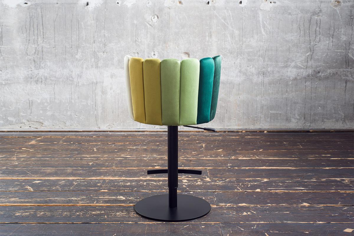 BARHOCKER JADA Grün Velvet Drehbar (360°), Höhenverstellbar (1er-Set) - Grün, Kunststoff/Textil (55/85/53cm) - KAWOLA