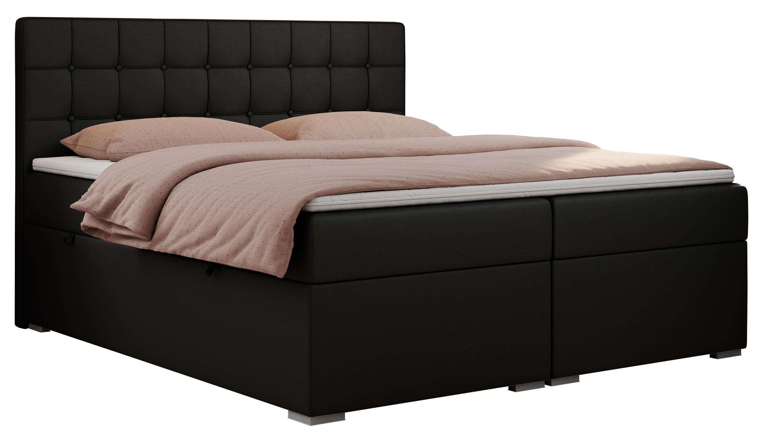 BOXBETT CARMEN 180/200 Schwarz Kunstleder - H3 - Schwarz, Holz/Textil (180/200cm) - MKS