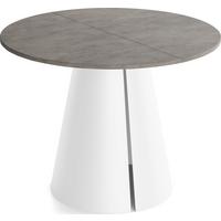 ESSTISCH Lamio runder ausziehbarer, Beton-Optik Dunkelgrau 100-180/100/76 cm - Dunkelgrau/Weiß, Holzwerkstoff/Metall (100/176/76cm) - WFL GROUP
