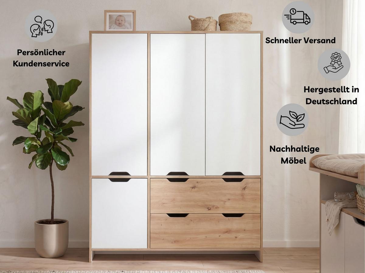 KLEIDERSCHRANK Maxim 150/189/49 cm Soft-Close Weiß Artisan Oak - Weiß/Eiche Artisan, Holzwerkstoff (150/189/49cm) - arthur berndt