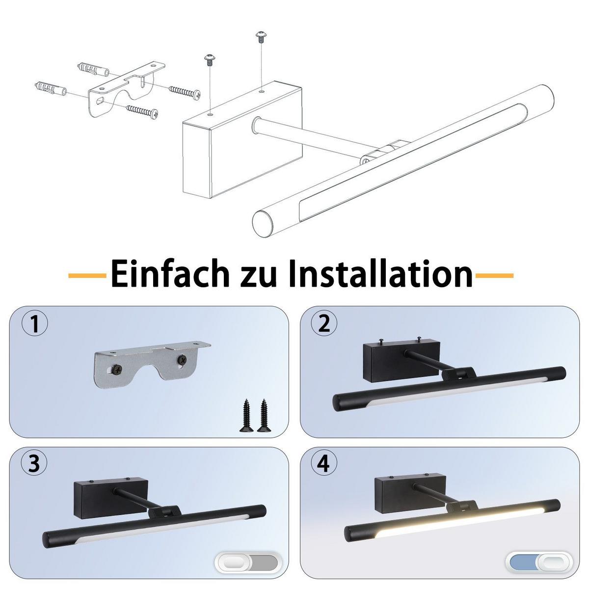 SPIEGELLEUCHTE ALGER II 40/20/13CM - Schwarz, Kunststoff (40/20/13cm) - Nettlife