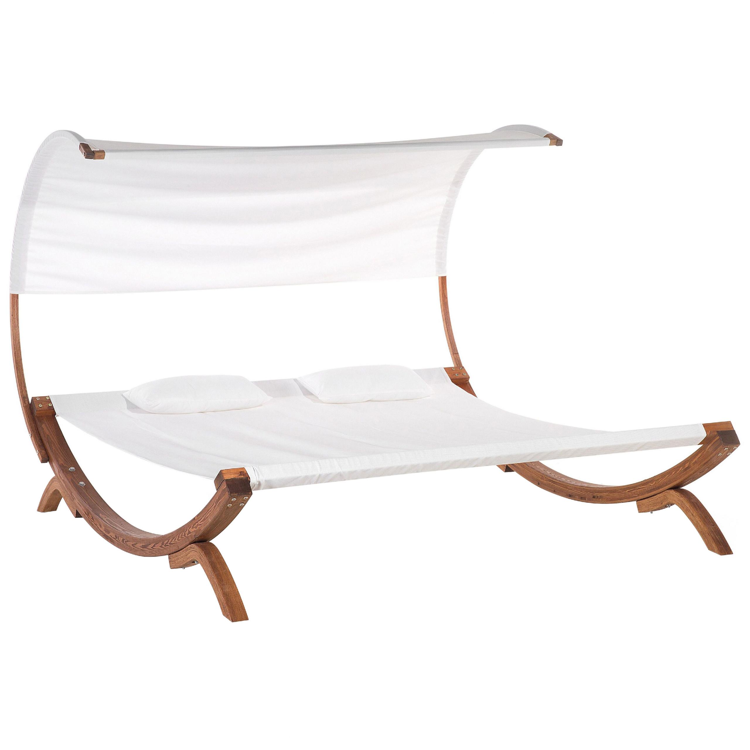 GARTENLIEGE weiß Teramo - Weiß, Textil (205/160/225cm) - Beliani