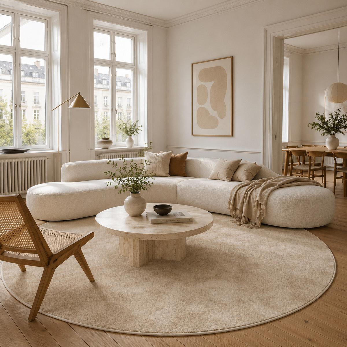 HOCHFLOR LANGFLOR TEPPICH SUPER SOFT MELIA RUND - Beige, Textil (120/120cm) - Pergamon
