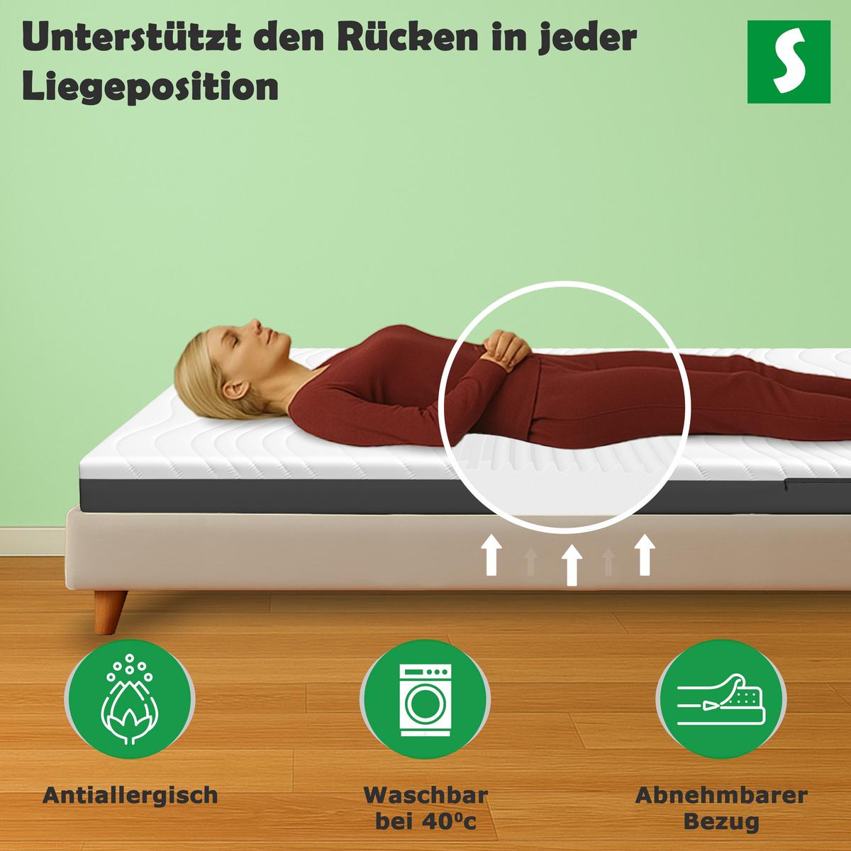 KALTSCHAUMMATRATZE – Ergonomischer Liegekomfort 140x200 cm - Weiß, Textil (140/200cm) - Schlaftroll