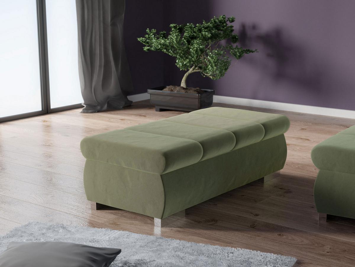POLSTERHOCKER Bangkok Groß - Dunkelgrün/Silberfarben, Holz/Kunststoff (120/39/60cm) - MIRJAN24