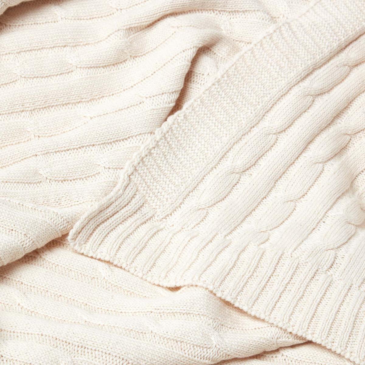 STRICKDECKE 130/170 cm, Baumwolle mit Zopfmuster - Naturfarben, Textil (130/170cm) - Homescapes