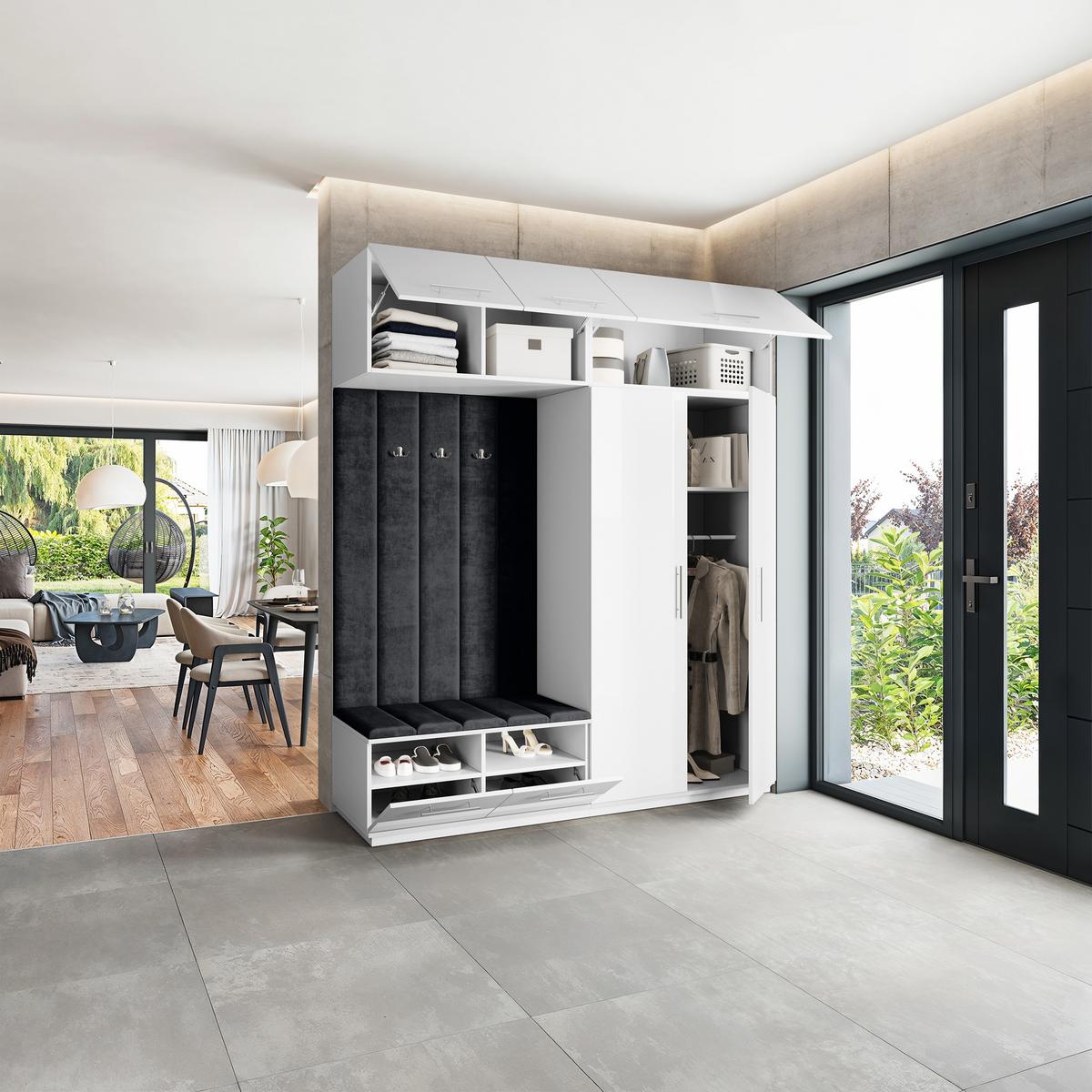 GARDEROBENSCHRANK REMA 200/240/60 cm Modern Weiß - Schwarz/Weiß, Holzwerkstoff (200/240/60cm) - MASSENO