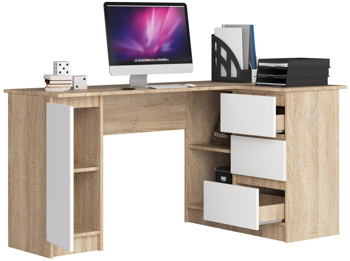 SCHREIBTISCH Eiche Sonoma, Weiß 77/155/85 - Weiß, Holzwerkstoff (80/92/77cm) - RAUMHIRSCH FURNITURE