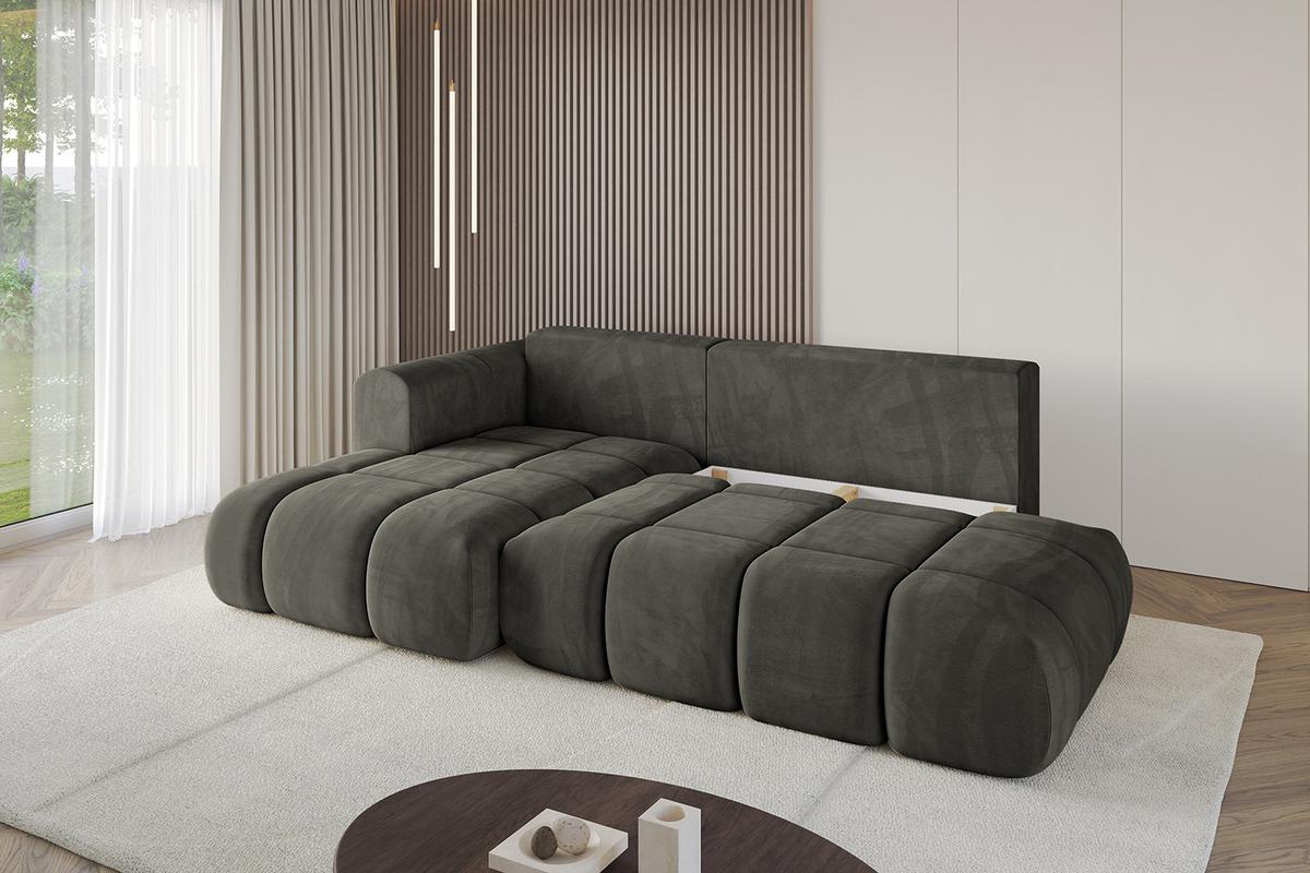 ECKSOFA Ottomane Links CLOUD-L 280x185x90 Schwarz Velours - Schwarz, Holzwerkstoff/Kunststoff (180/289cm) - ALTDECOR