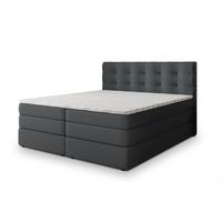 BOXSPRINGBETT AREZI 200x200 cm mit Matratze und Topper, H2+H3 - Graphitfarben - Graphitfarben, Holz (200/200cm) - MASSENO