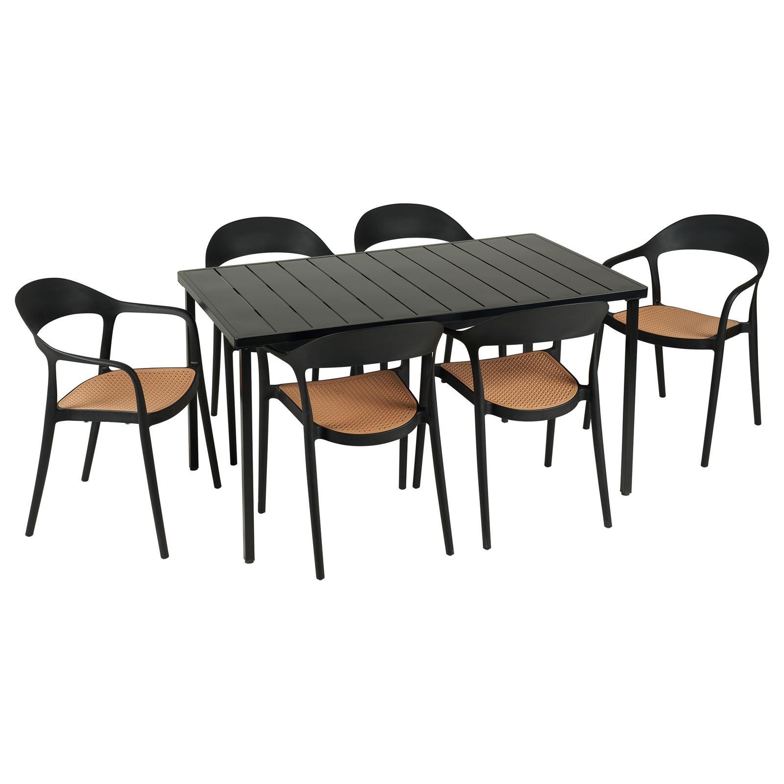 GARTENMÖBEL SET LAVANDA 7er Set schwarz - Schwarz, Metall - IDIMEX