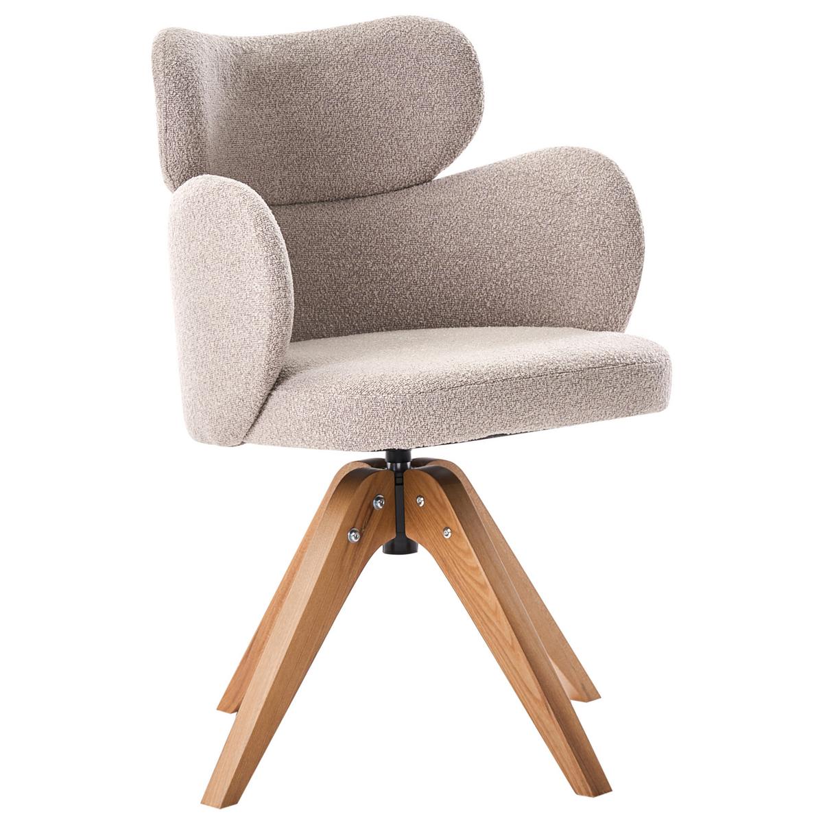 ESSZIMMERSTUHL drehbar Bouclé Beige Marcy - Beige, Textil (60/85/66cm) - Beliani