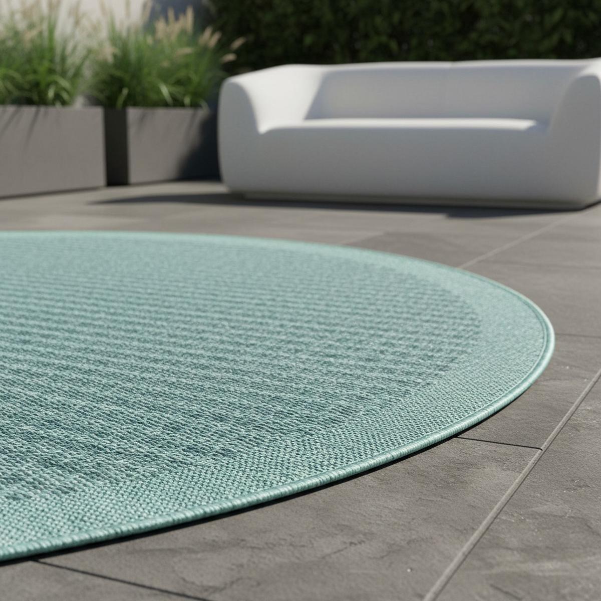 TEPPICH Outdoor DAFNE in Blau, einfarbig, Ø 120 cm - Blau, Textil (120/120cm) - KADIMA DESIGN