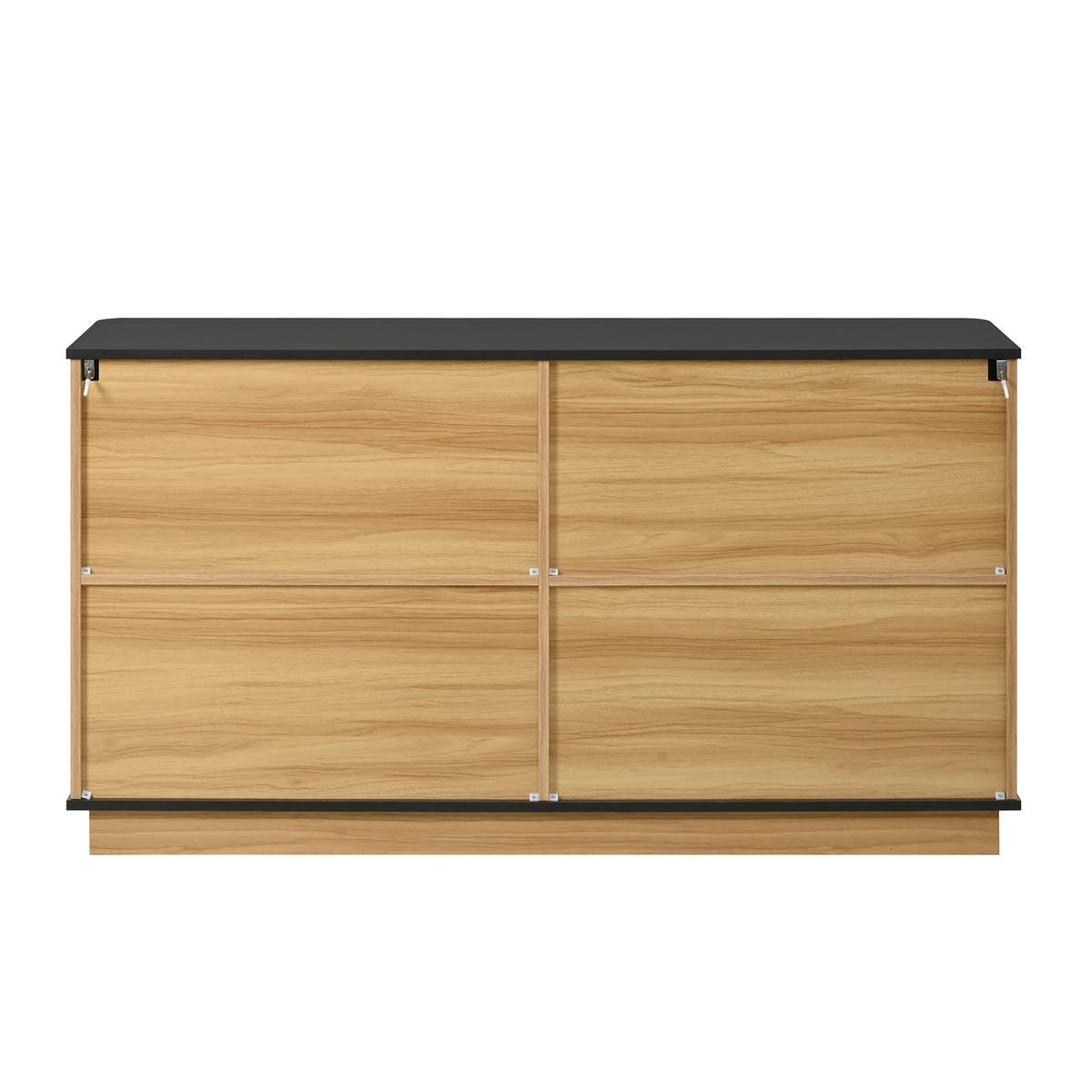 SIDEBOARD in Holzoptik mit Riffel-Design, mit 4 Türen und stummen Scharnieren - Naturfarben, Holzwerkstoff (139/75/40cm) - Urban Meuble