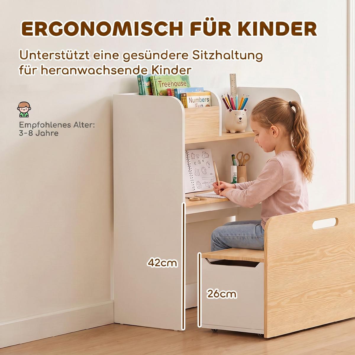 KINDERTISCH-MIT-STUHL 2er Set MDF Weiß - Weiß, Holzwerkstoff (29/80/80cm) - AIYAPLAY