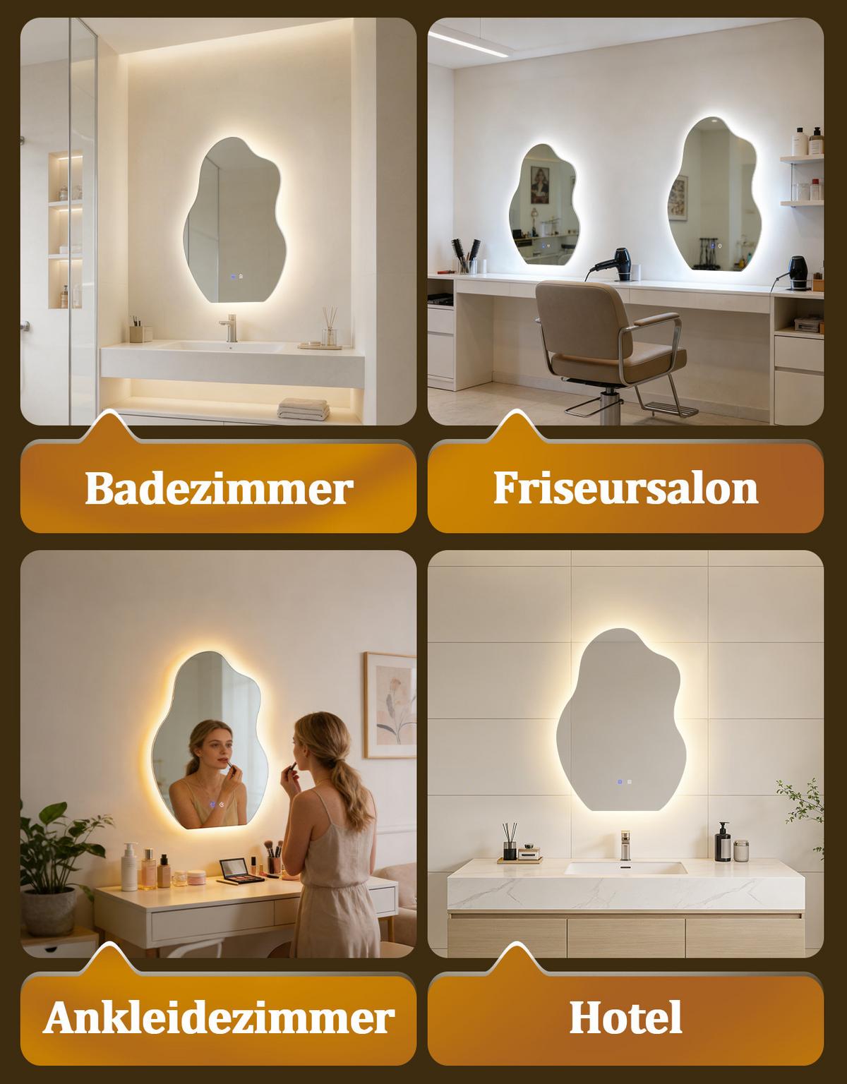 BADSPIEGEL mit Beleuchtung Kalen 3.4/50/70 cm - Weiß, Glas (50/70/3.4cm) - ZMH