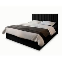 BOXBETT BRESEL 160x200 cm mit Matratze und Topper - Schwarz - Schwarz, Holz (160/200cm) - MASSENO