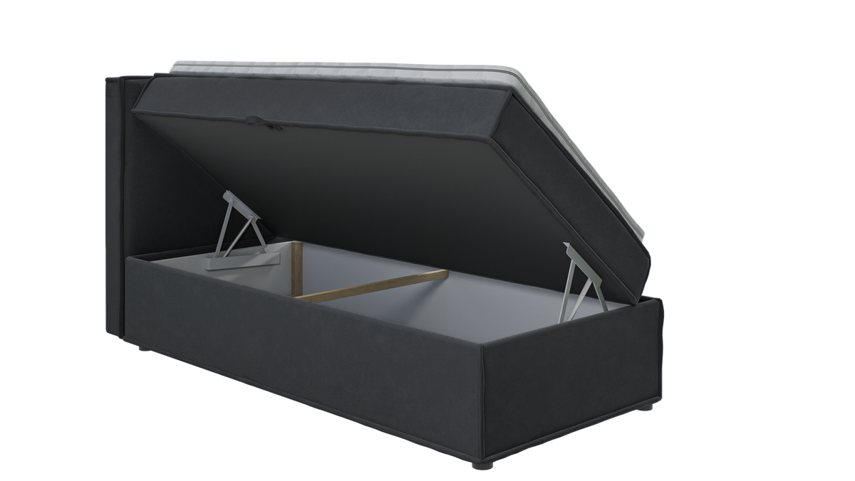 BOXBETT Eclipse 90/200 cm Graphit Luxusmicrofaser - Graphitfarben/Schwarz, Holz/Kunststoff (90/200cm) - S-Style Möbel