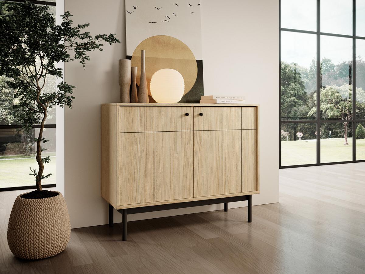 SIDEBOARD Cypressa 2T Braun 104/83/39 cm – mit Beinen auf Gestell - Schwarz/Braun, Holzwerkstoff (104/83/39cm) - AX Living