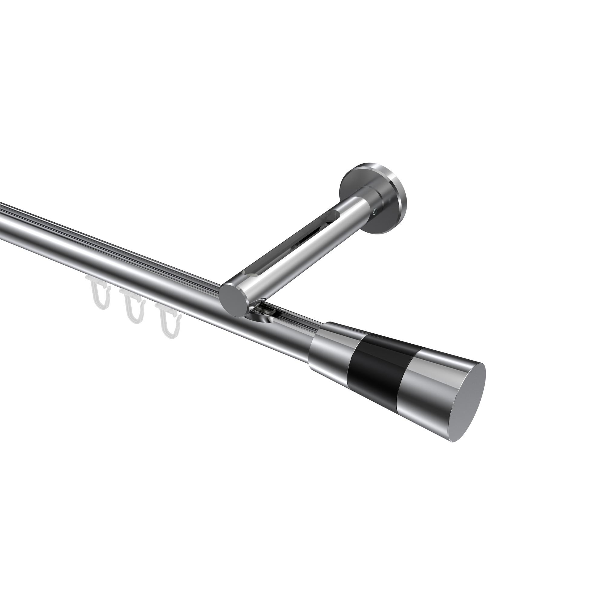 GARDINENSTANGE INNENLAUF Siteno Tanara 180 cm, 1-läufig, 20 mm Ø Chrom - Chromfarben/Schwarz, Metall (180cm) - INTERDECO