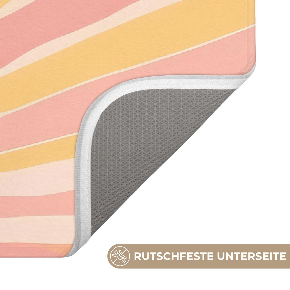 BADEMATTE Illustration - Sonne - Pastellfarben 80x50 cm - Pastellblau, Textil (80/50cm) - OnlyWow