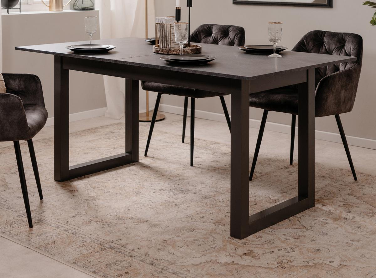 ESSTISCH grau Schiefer 160 - 200 cm, Küchentisch ausziehbar - Schieferfarben/Dunkelgrau, Holzwerkstoff/Metall (160/90/75cm) - Furn.Design